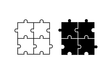 Puzzle Pieces Silhouette in Black and White. Vector icon.