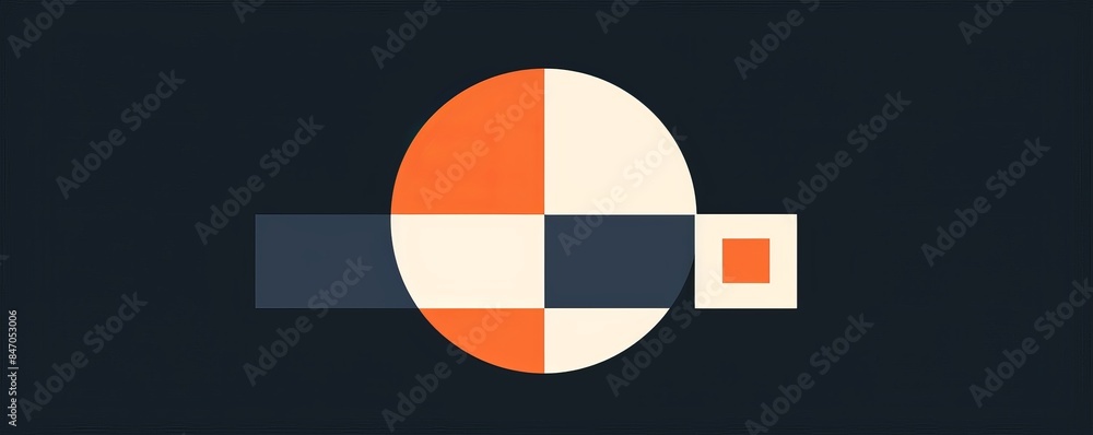 Poster Geometric abstract art with circle and square in modern minimalist style