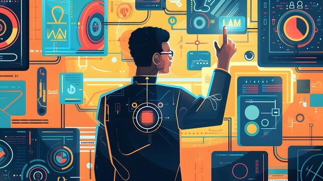 digital futuristic watch glow neon strategic explorer for companies, focusing on agency creativity, market decisions, and financial strategies - Powered by Adobe