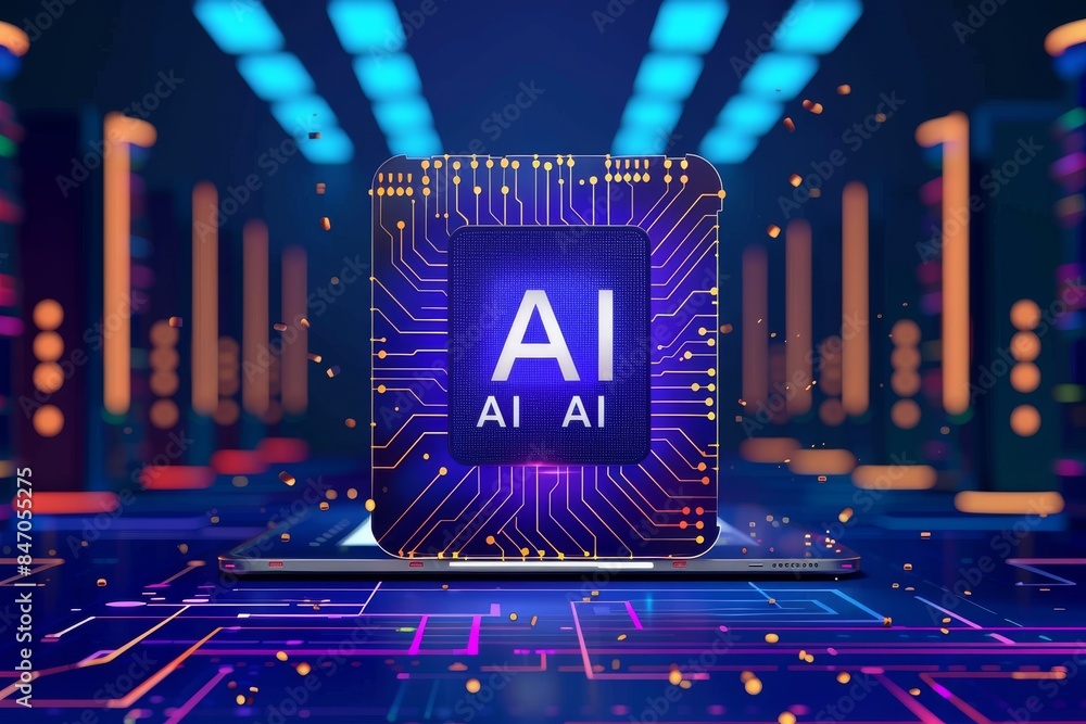 Poster futuristic ai motherboard, illustrating the complex and advanced systems of artificial intelligence 