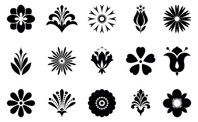 Flowers icon set. Flowers isolated on transparent background. Flowers in modern simple. Cute round flower plant nature collection. Vector illustrator