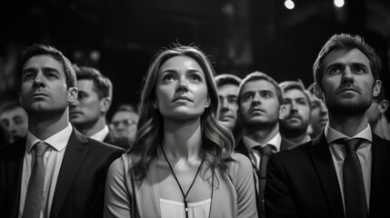 Obraz premium A photo of a group of people in monochrome tones, showing various emotions and expressions