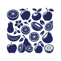 Fruit silhouette Clip art isolated vector illustration on a white background