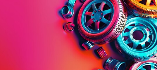 Vibrant Poster Promoting Buy One, Get One Free Offer on Car Parts with Bold Colors and Clear Text