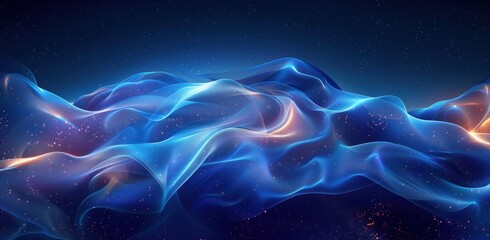 Abstract Blue and Orange Waves with Sparkling Dust