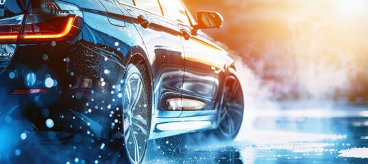 Mobile Car Detailing Service Promotion Highlighting Convenience and Premium Quality with Copy Space