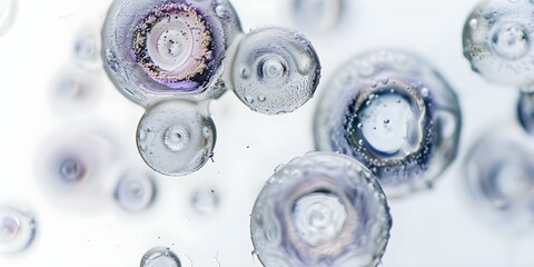 Closeup image of human oocyte with follicular cells on white background. Concept Human Oocyte, Follicular Cells, Closeup Image, White Background