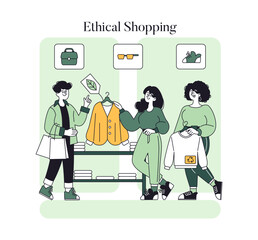 Sustainable Fashion. Flat Vector Illustration