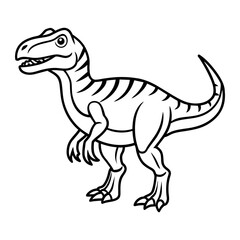 Dinosaur Vector Illustration Line Art -  Dinosaur  Line Art Silhouette, Animal Coloring Book Page For Kids. Dinosaur Black And White Vector Illustration Line Art For Kids Coloring Book.