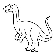 Dinosaur Vector Illustration Line Art -  Dinosaur  Line Art Silhouette, Animal Coloring Book Page For Kids. Dinosaur Black And White Vector Illustration Line Art For Kids Coloring Book.