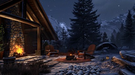 Old house at night. AI generated art illustration.