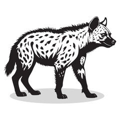 Hyena silhouettes and icons. Black flat color simple elegant white background Manatee animal vector and illustration.