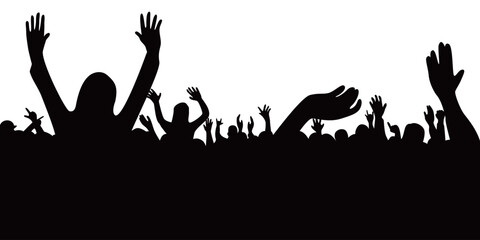 audience concert silhouette. people crowd in festival icon, sign and symbol.