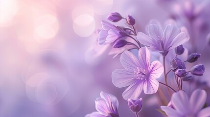 Floral Dream Ethereal purple blossoms, rendered in soft pastels, seem to float against a delicate backdrop