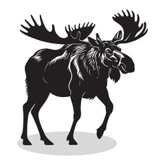 Moose silhouettes and icons. Black flat color simple elegant white background Manatee animal vector and illustration.