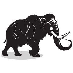 Mammoth silhouettes and icons. Black flat color simple elegant white background Manatee animal vector and illustration.