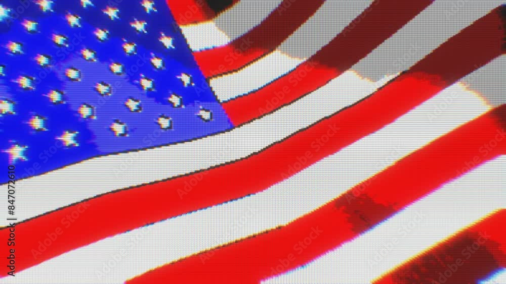 Canvas Prints seamless animation united states waving flag. screen pixel style backdrop.