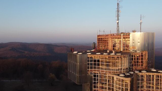 Drone Shot of huge abandoned Building, Petrova Gora, Croatia