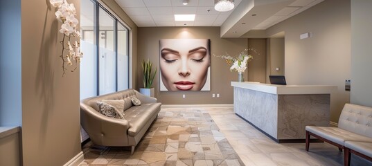 Elegant Spa Reception Area with Microdermabrasion Poster and Calming Color Palette