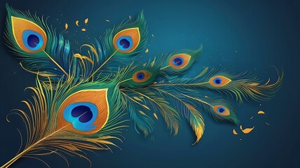 krishna janmashtami celebration.Peacock feather abstract, banner or poster background
