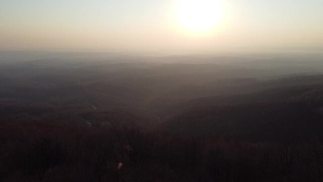 Drone Shot of huge forest mountains, Petrova Gora, Croatia