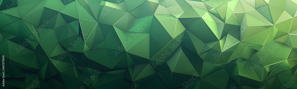 Sticker abstract green low poly background of triangles.
