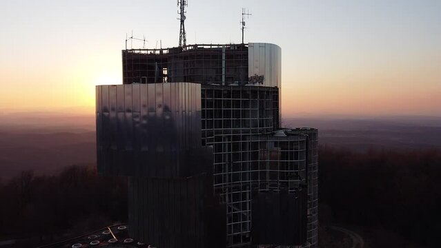 Drone Shot of huge abandoned Building, Petrova Gora, Croatia