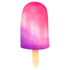hand drawn watercolor illustration, red and purple popsicle transparent background .