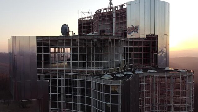Drone Shot of huge abandoned Building, Petrova Gora, Croatia