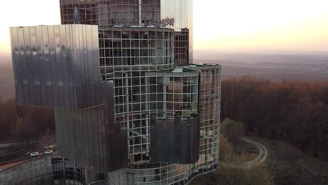 Drone Shot of huge abandoned Building, Petrova Gora, Croatia