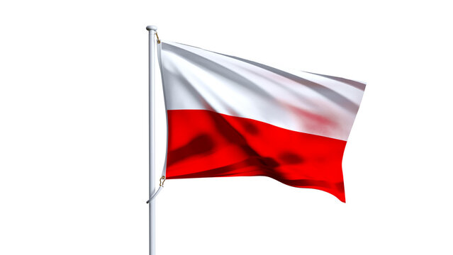Waving flag of poland isolated on transparent background.