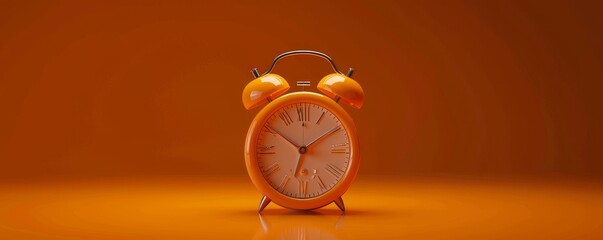 3D animated video of an orange alarm clock ringing, isolated on a transparent background.