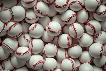 Close up of numerous baseballs creating a seamless patterned background