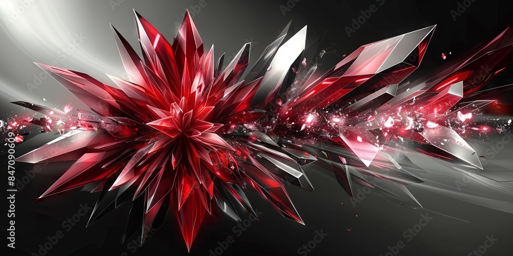 Aufkleber sharp red and silver crystals create a dynamic and modern effect.