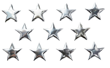 Silver 3D stars. Transparent background