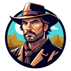 vintage logo with a cowboy's face11