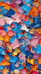 Abstract texture of multi-colored strokes of paint in the style of impressionism, covering the entire surface, copy space banner