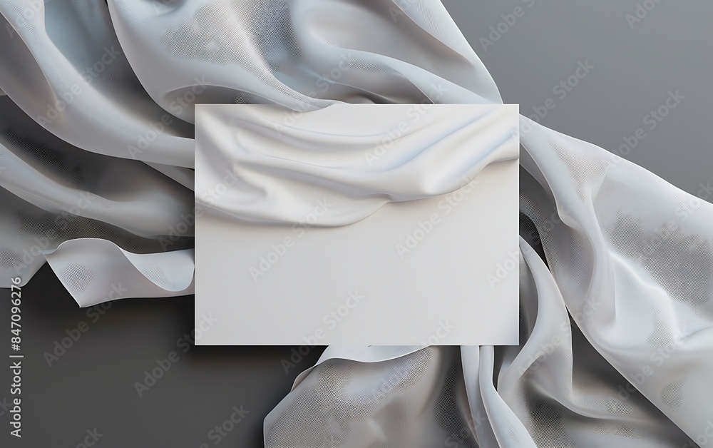 Wall mural a white sheet with a white rectangular object on it