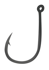 Grey fish hook. vector illustration