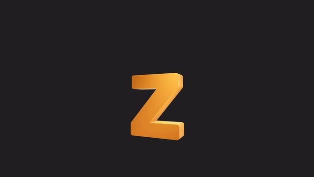Animated 3D letter Z. Alphabet letter video on transparent background with alpha channel.
