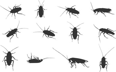 Cockroach silhouettes, Cockroach svg, Cockroach silhouette set, Cockroach icon, Dead cockroach silhouette, Cockroach vector set. 