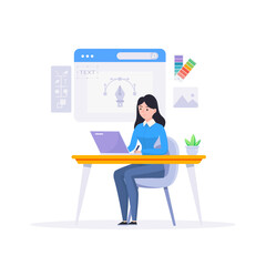 Graphic designer work on desk vector illustration.