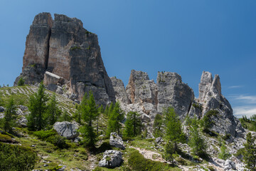 Cinque Torri in summer, Dolomites, Italy