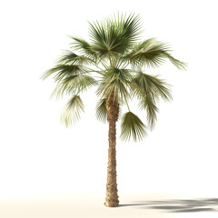 Elegant Isolated Palm Tree with Lush Green and Dry Brown Fronds