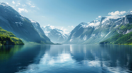 Majestic Snow-Capped Mountains Reflecting in Serene Lake - Perfect Travel Destination Web Banner