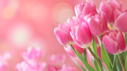 Fototapeta premium Vibrant Tulips Blooming Under Soft Spring Light