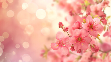 Fototapeta premium Beautiful Spring Blossoms with Soft Pink Background and Bokeh