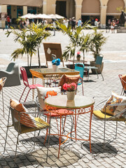 Colorful terrace in Havana