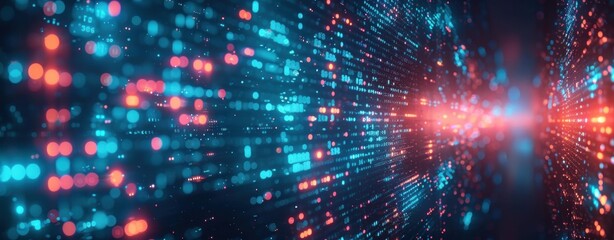 Obraz premium Digital Data Stream - Blue and Red