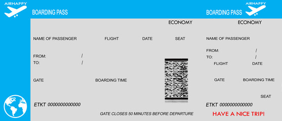 Boarding pass, Travel ticket, flight document at the airport